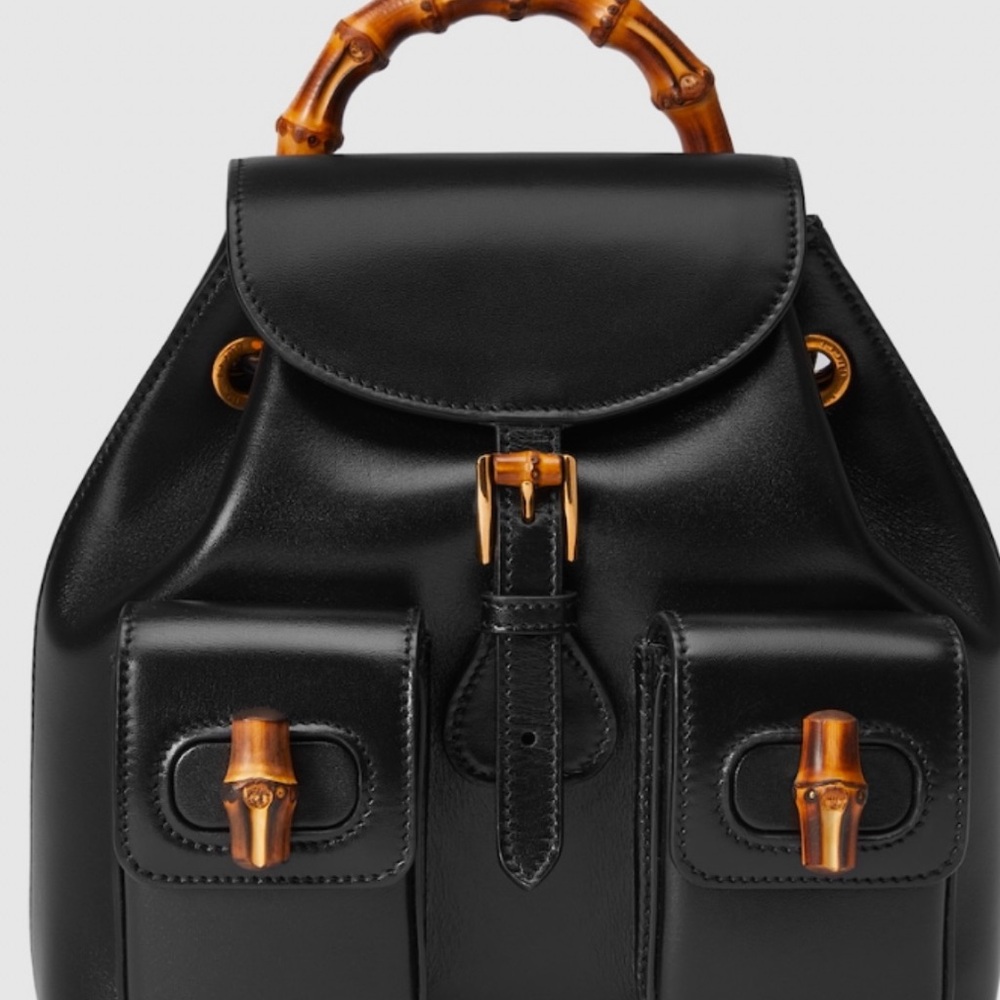 Gucci Black Backpack with Bamboo Accents